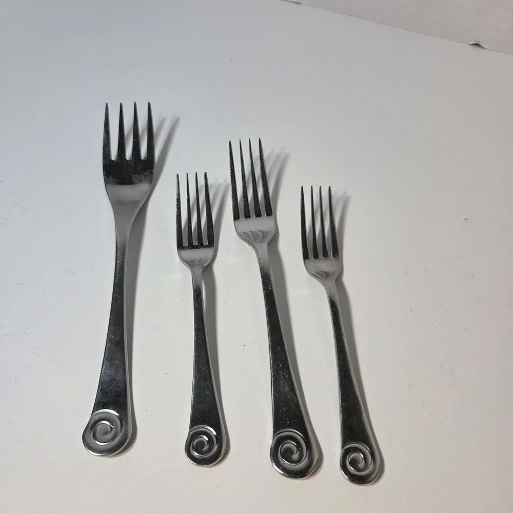 Robert Welch AMMONITE BRIGHT Forks Glossy Stainless 3 Forks 1 Serving Fork